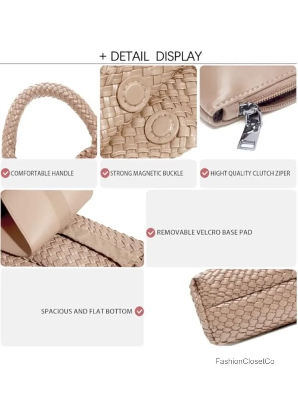 Woven Tote Bag with Faux Leather, Fashion Hobo Handbag, Travel Shoulder Bag,